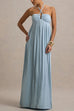 Criss Cross Halter Cut Out Pleated Swing Maxi Dress
