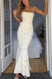 Karleedress Embroidered Strapless Corset and Bodycon Maxi Mermaid Skirt Set