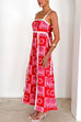Karleedress Ric Rac Trim Bow Back Palm Soleil Print Maxi Cami Dress