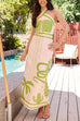 Karleedress Palm Canyon Print Criss Cross Halter Maxi Dress