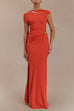 Short Sleeve Cut Out Backless Gold Flower Detail Maxi Dress