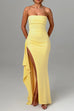 Karleedress Strapless Tube Draped Slit Maxi Party Dress