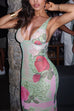 Karleedress V Neck Sleeveless Rose Print Bodycon Maxi Dress