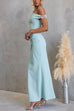 One Shoulder Ruched Bodycon Maxi Dress with Gold Spiral Accent