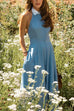 Lapel Sleeveless Open Back Waisted Maxi Dress