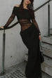 Karleedress Off Shoulder Mesh Patchwork Ruched Maxi Dress