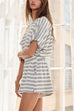 Karleedress Striped Short Sleeves Crop Top and Elastic Waist Pocketed Shorts Set