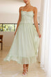Karleedress Frill Trim Lace Up Ruched Maxi Cami Dress