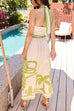 Karleedress Palm Canyon Print Criss Cross Halter Maxi Dress