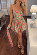 Karleedress Strapless Floral Print Mini Dress with Scarf
