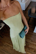 Karleedress Strapless Tube Patchwork Pleated Maxi Dress