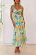 Karleedress Twist Front Cut Out Printed Midi Cami Dress