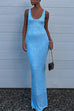 Karleedress U Neck Sequin Knit Bodycon Maxi Tank Dress