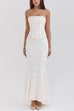 Karleedress Embroidered Strapless Corset and Bodycon Maxi Mermaid Skirt Set