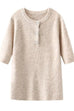 Karleedress Crewneck Short Sleeves Button Up Sweater