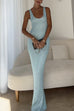 Karleedress U Neck Sequin Knit Bodycon Maxi Tank Dress