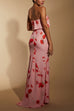 Strapless Floral Print Bodycon Fishtail Maxi Dress