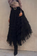 Karleedress Ruffle Layered Mesh A-line Maxi Skirt