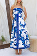 Karleedress Strapless Tube Unique Print Swing Maxi Dress