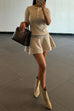 Karleedress Crewneck Short Sleeves Button Up Sweater