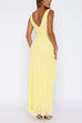 Karleedress V Neck Sleeveless Ruffle High Slit Midi Dress