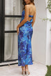 Karleedress Strapless Scooped Cowl Backless Floral Print Maxi Dress