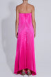 Strapless V Neck Pleated Maxi Party Dress