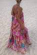 Karleedress V Neck Spaghetti Strap Backless Floral Print Maxi Vacation Dress
