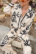 Karleedress Long Sleeves Button Up Reef Print Satin Shirt
