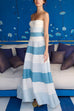 Strapless Color Block A-line Swing Maxi Dress