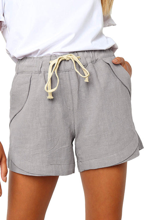 Karleedress Drawstring High Waist Solid Casual Shorts