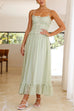 Karleedress Frill Trim Lace Up Ruched Maxi Cami Dress