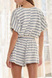 Karleedress Striped Short Sleeves Crop Top and Elastic Waist Pocketed Shorts Set