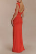 Short Sleeve Cut Out Backless Gold Flower Detail Maxi Dress