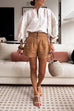 V Neck Ruched Puff Sleeves Casual Top