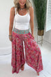 Karleedress Elastic Waist Wide Leg Palazzo Printed Casual Pants