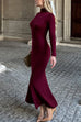Karleedress Turtleneck Slim Fit Mermaid Maxi Sweater Dress