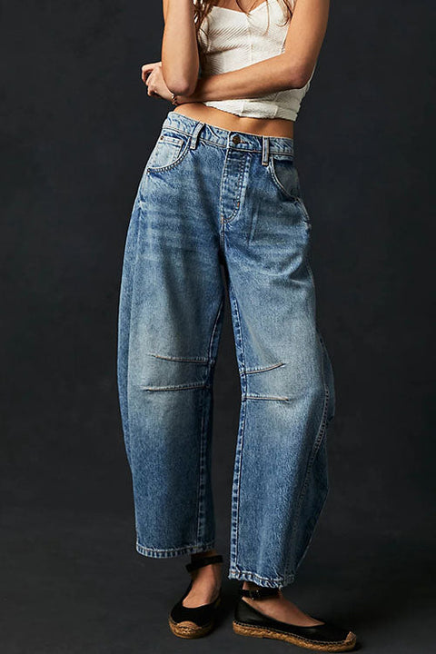 Karleedress Mid Rise Barrel Leg Jeans