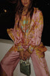 Karleedress Unique Print Lantern Long Sleeves Blouse Shirt and Wide Leg Pants Holiday Outfit Set