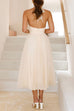 Karleedress Halter Open Back Waisted Tulle Midi Dress