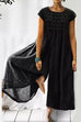 Karleedress Ruched Short Sleeve Wide Leg Baggy Jumpsuit