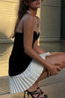 Karleedress Strapless Velvet Patchwork Color Block Mini Dress