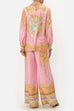 Karleedress Unique Print Lantern Long Sleeves Blouse Shirt and Wide Leg Pants Holiday Outfit Set