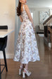 Karleedress Bow Shoulder Back Lace-up Floral Print Midi Cami Dress