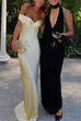 Karleedress Off Shoulder Backless Cut Out Satin Maxi Dress