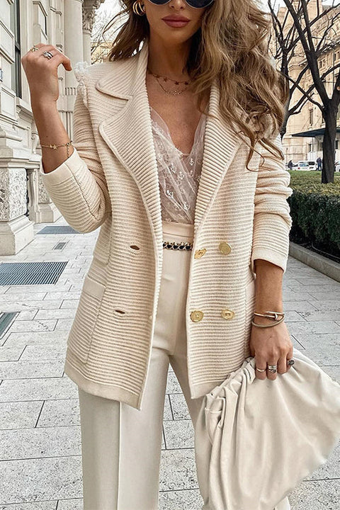 Karleedress Double Breasted Textured Cardigan with Pockets