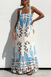 Karleedress Square Neck Tie Knot Backless Printed Maxi Cami Dress