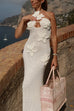 Karleedress Halter Floral Crochet Hollow Out Maxi Bodycon Dress