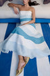 Strapless Color Block A-line Swing Maxi Dress