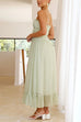 Karleedress Frill Trim Lace Up Ruched Maxi Cami Dress